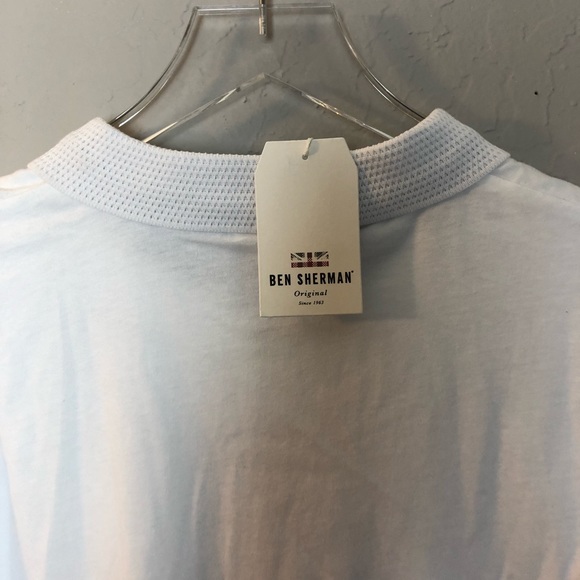 Ben Sherman White Polo T-Shirt Zip Neck - Picture 5 of 5